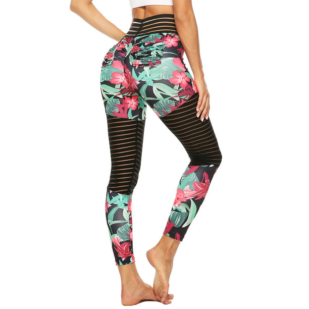 Tropical Floral Plants Flowers Women High Waist Yoga Pants Sweat-Wicking Leggins Classic Leggings 